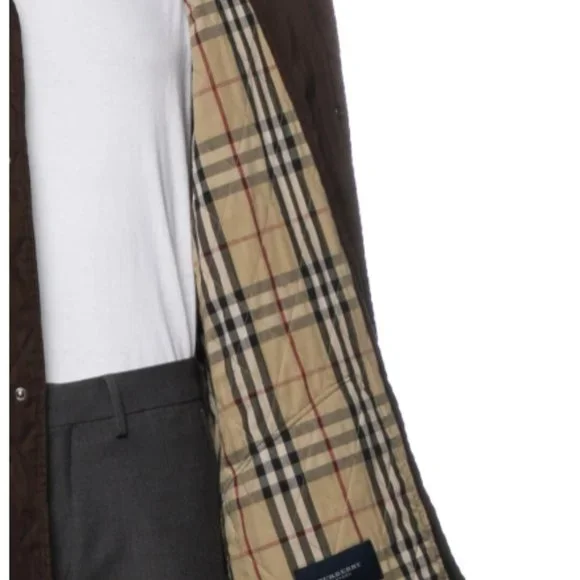 Burberry London Mens Brown Quilted Nova Check Lining Corduroy Collar Jacket XL - Picture 4 of 7